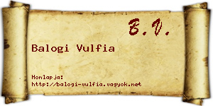 Balogi Vulfia névjegykártya